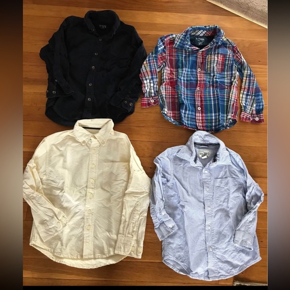 4 Boys Long Sleeve Button Down Shirts-Size 4 - Picture 1 of 6